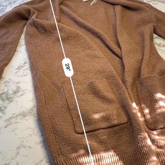 Forever 21 Taupe/ Pink Fluffy Long Open front Cardigan Size Small - Picture 12 of 15